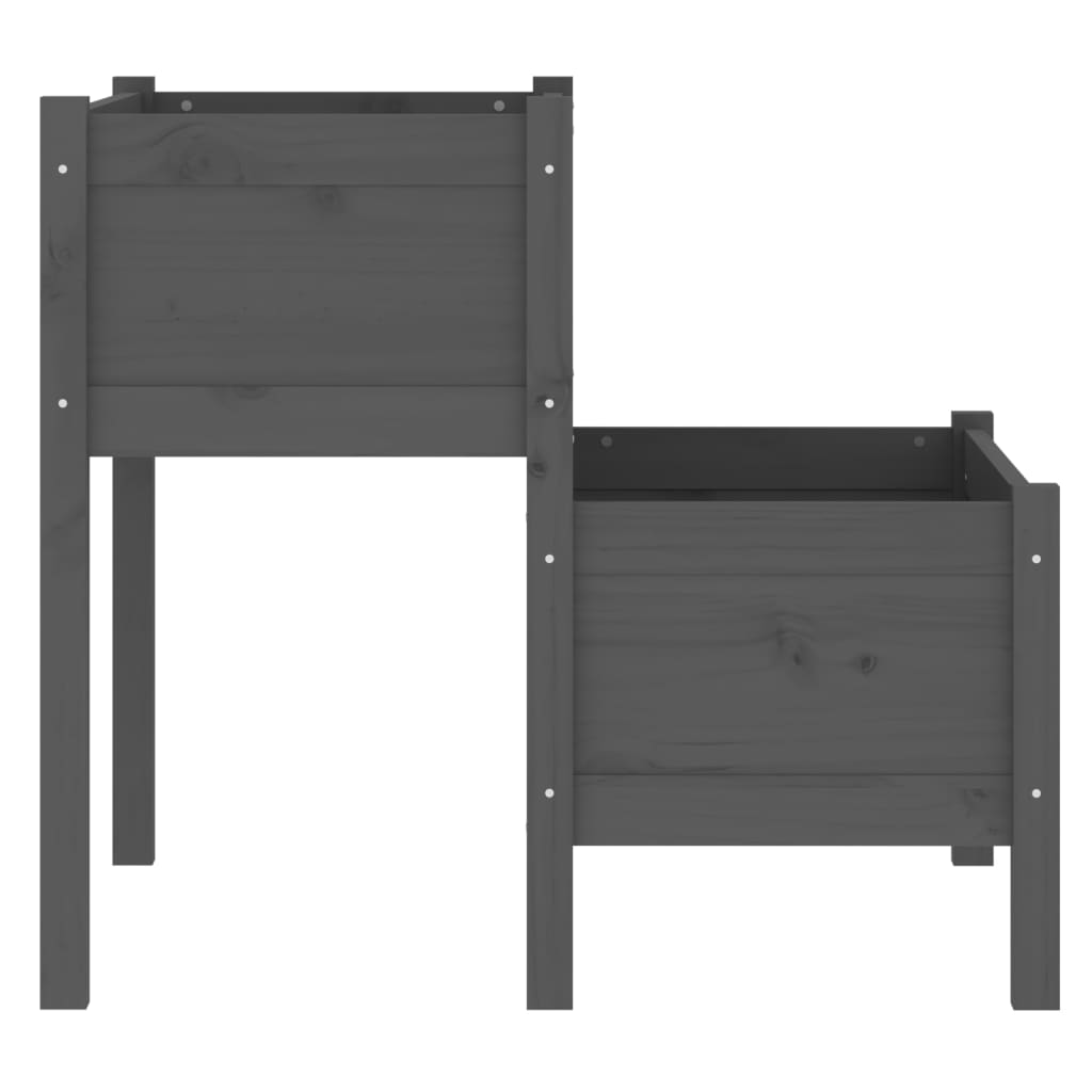 plantekasse 84,5x84x75 cm massivt fyrretræ grå
