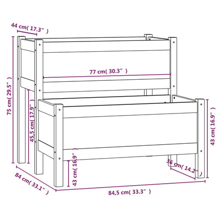 plantekasse 84,5x84x75 cm massivt fyrretræ grå