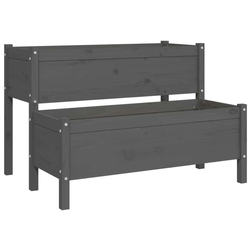 plantekasse 110x84x75 cm massivt fyrretræ grå