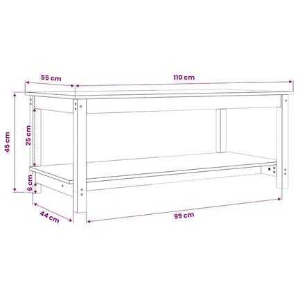 sofabord 110x55x45 cm massivt fyrretræ hvid
