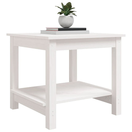 sofabord 50x50x45 cm massivt fyrretræ sort hvid