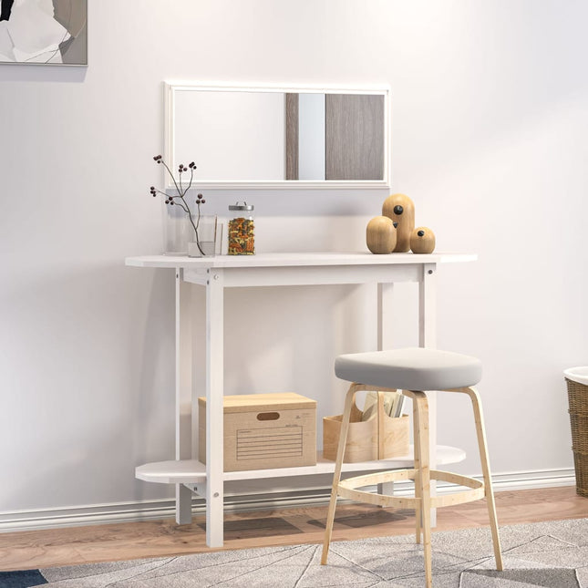 konsolbord 110x40x80 cm massivt fyrretræ hvid