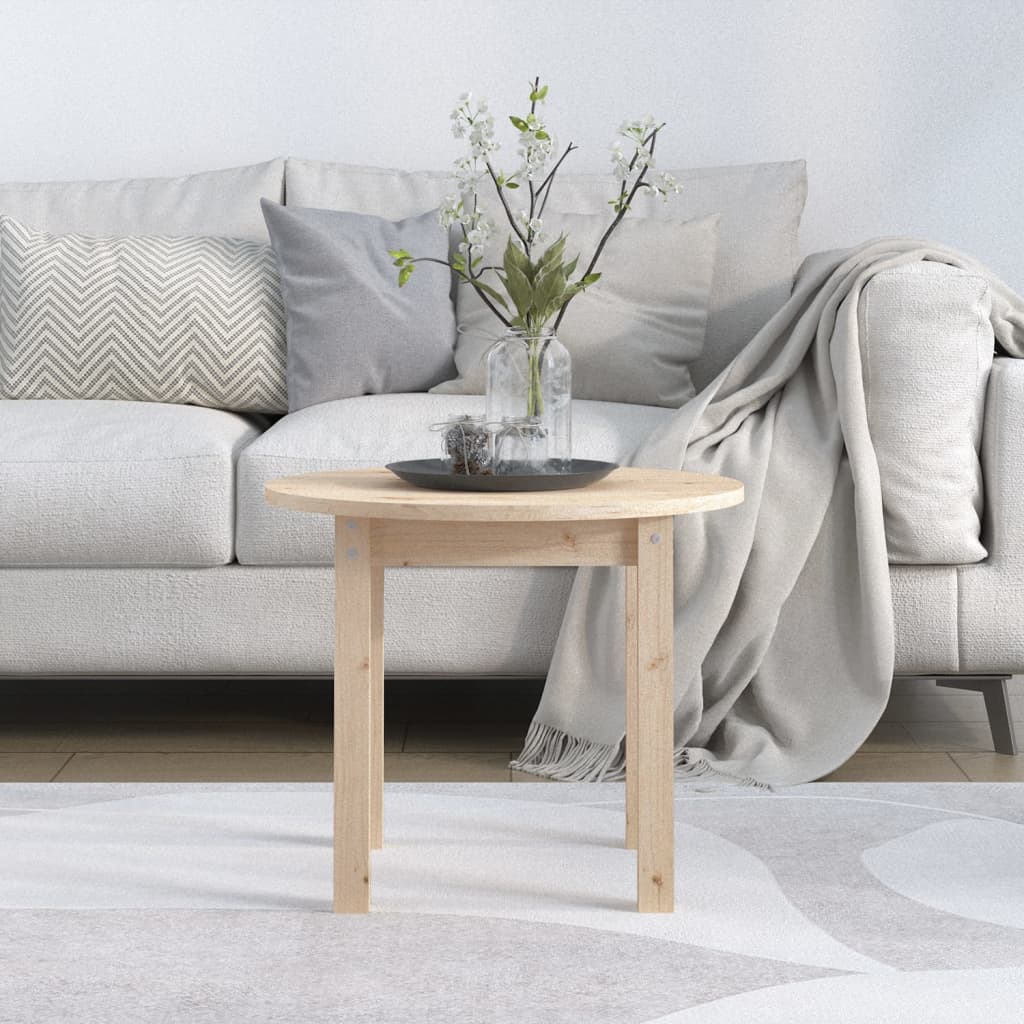 sofabord Ø 55x45 cm massivt fyrretræ