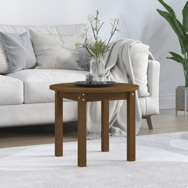 sofabord Ø 55x45 cm massivt fyrretræ gyldenbrun