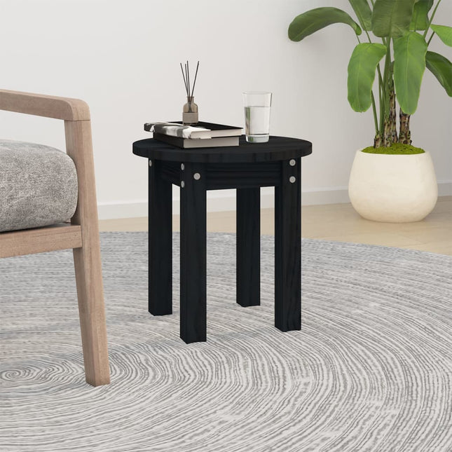 sofabord Ø 35x35 cm massivt fyrretræ sort
