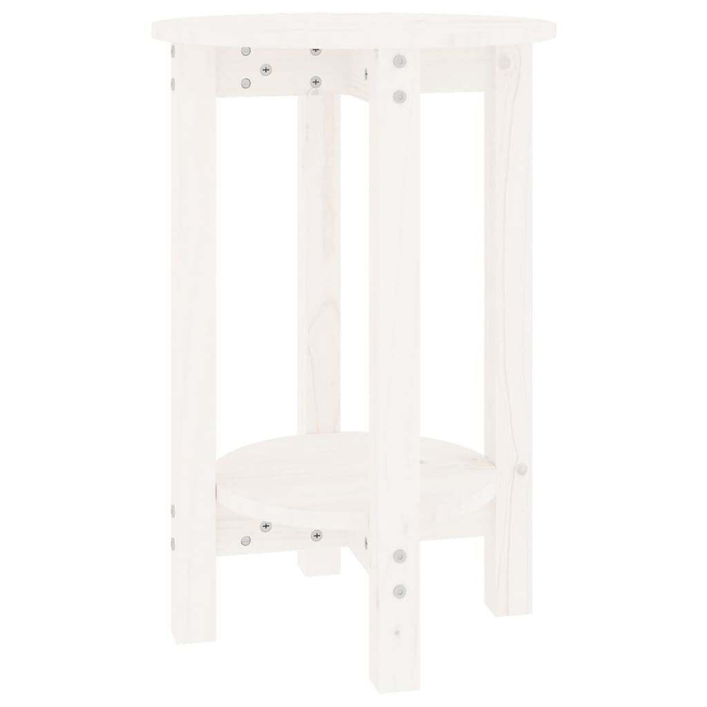 sofabord Ø 40x60 cm massivt fyrretræ hvid