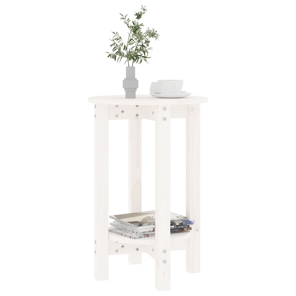 sofabord Ø 40x60 cm massivt fyrretræ hvid