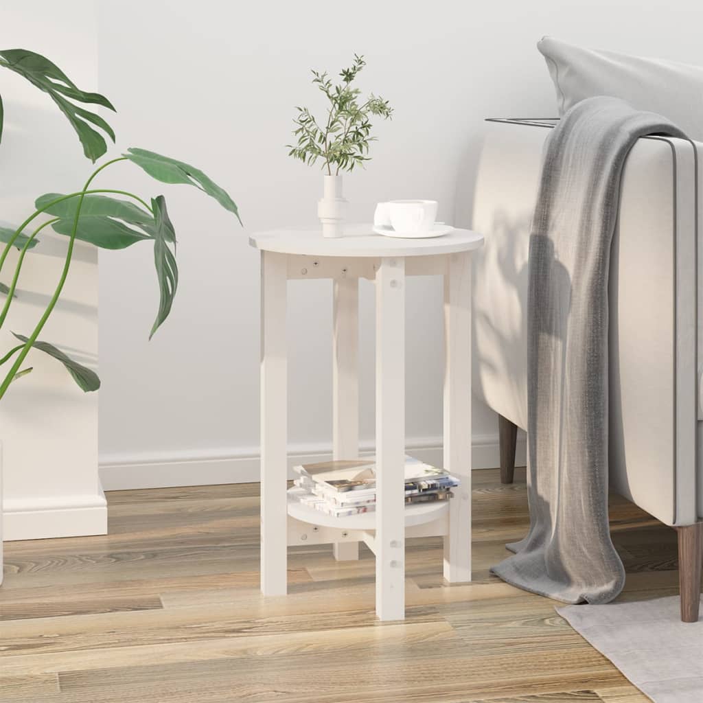 sofabord Ø 40x60 cm massivt fyrretræ hvid