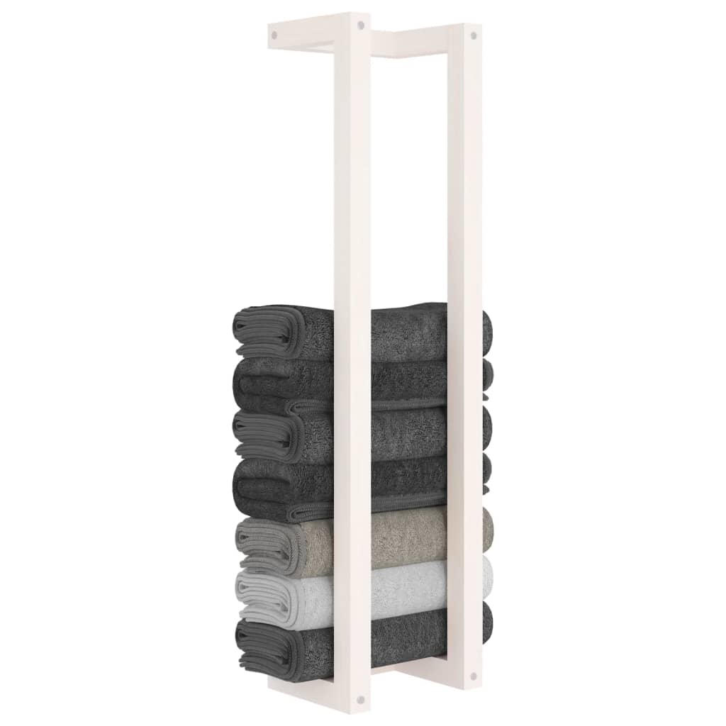 håndklædeholder 23x18x90 cm massivt fyrretræ hvid