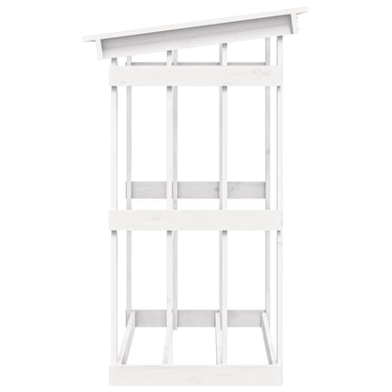 brændestativ 108x64,5x109 cm massivt fyrretræ hvid