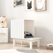 kattehus 60x36x60 cm massivt fyrretræ hvid