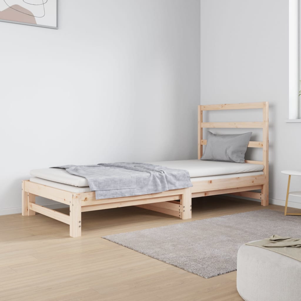 daybed med udtræk 2x(90x190) cm massivt fyrretræ billede