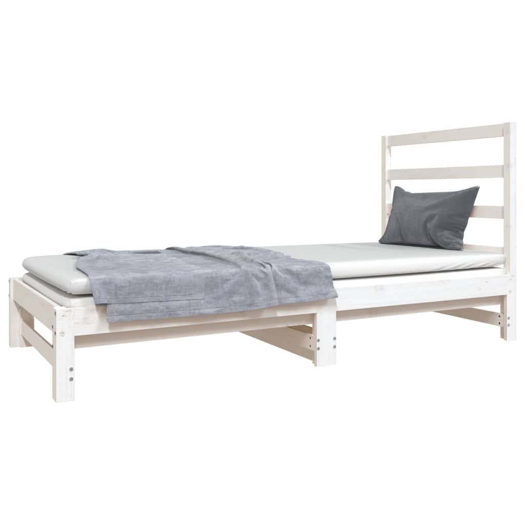 daybed med udtræk 2x(90x190) cm massivt fyrretræ hvid