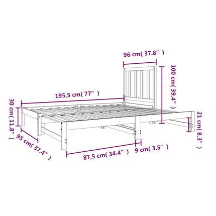 daybed med udtræk 2x(90x190) cm massivt fyrretræ