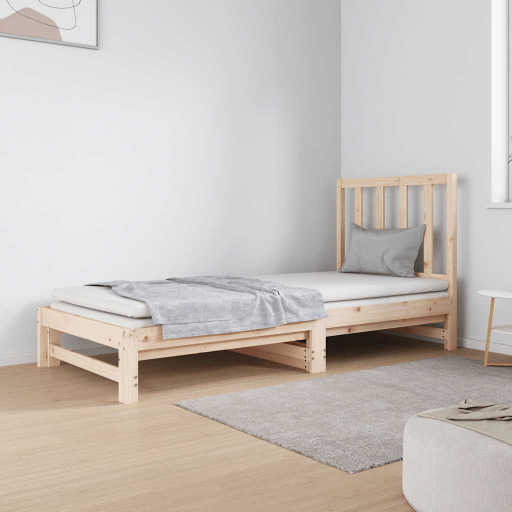 daybed med udtræk 2x(90x190) cm massivt fyrretræ billede