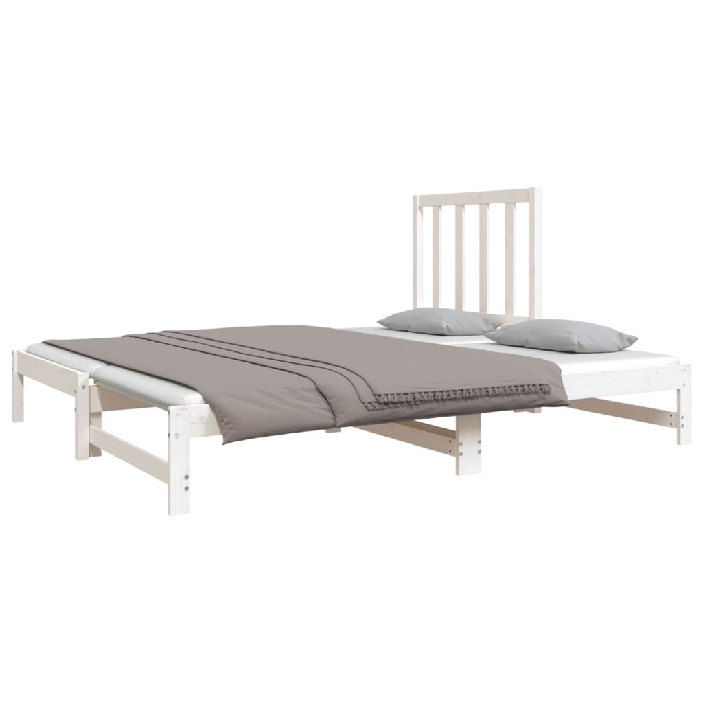 daybed med udtræk 2x(90x190) cm massivt fyrretræ hvid