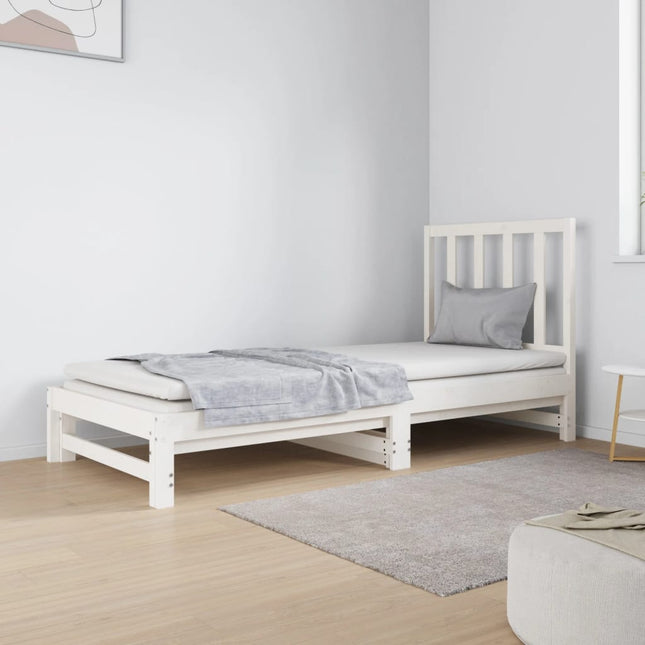 daybed med udtræk 2x(90x190) cm massivt fyrretræ hvid