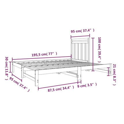 daybed med udtræk 2x(90x190) cm massivt fyrretræ