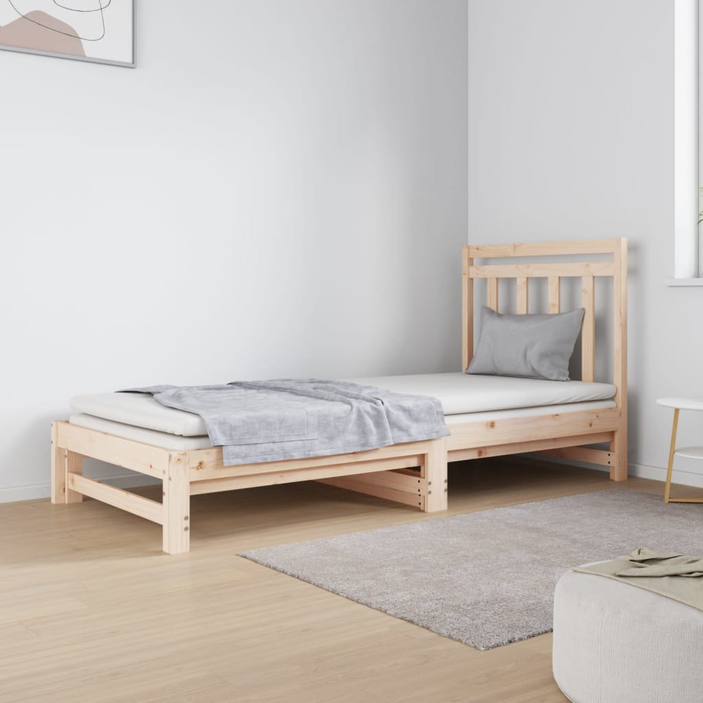 daybed med udtræk 2x(90x190) cm massivt fyrretræ billede