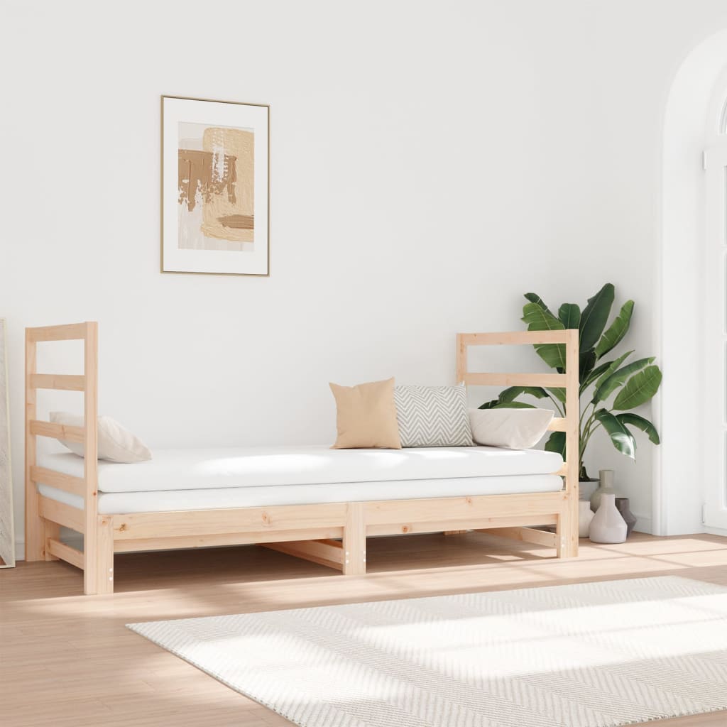 daybed med udtræk 2x(90x190) cm massivt fyrretræ billede