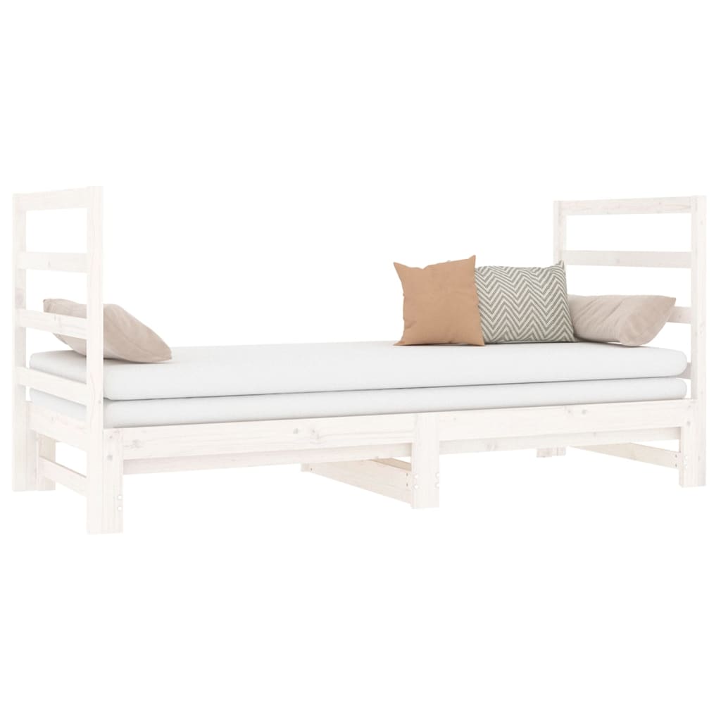 daybed med udtræk 2x(90x190) cm massivt fyrretræ hvid