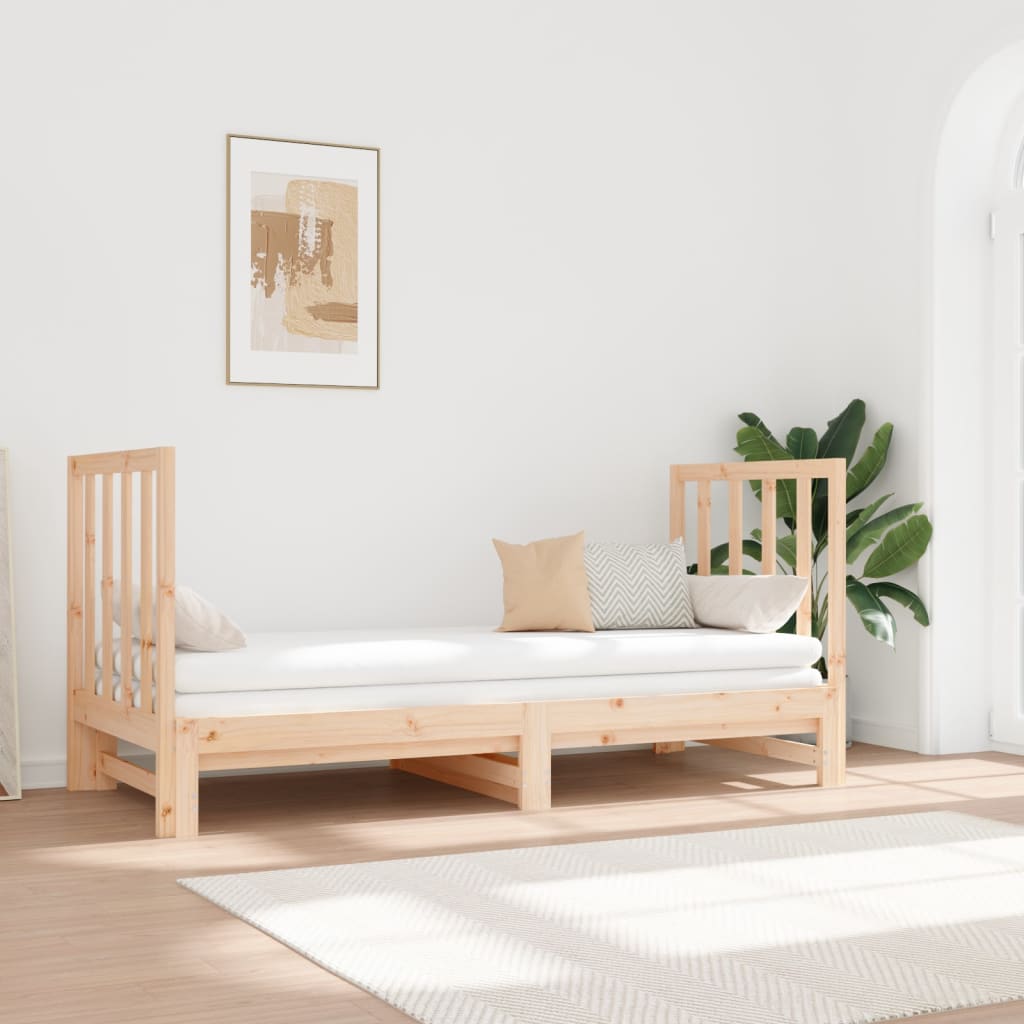 daybed med udtræk 2x(90x190) cm massivt fyrretræ billede
