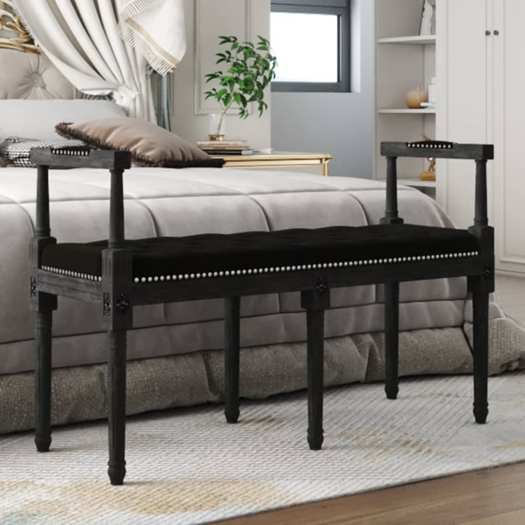 bænk 110x40x70 cm velour sort billede