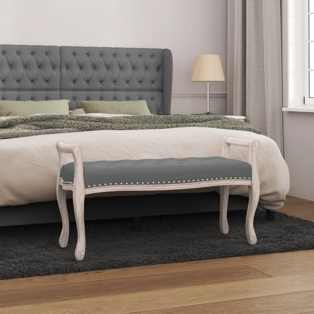 Polstret bænk i stof - mørkegrå, 110×45×60 cm