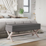 opbevaringsskammel 110x45x49 cm stof mørkegrå