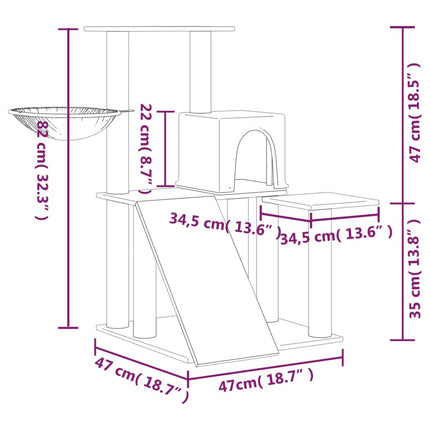 kradsetræ med sisalkradsestolper 82 cm cremefarvet