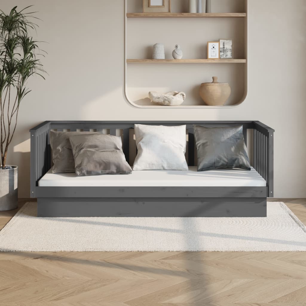 daybed 80x200 cm massivt fyrretræ grå billede