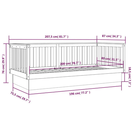 daybed 80x200 cm massivt fyrretræ gyldenbrun