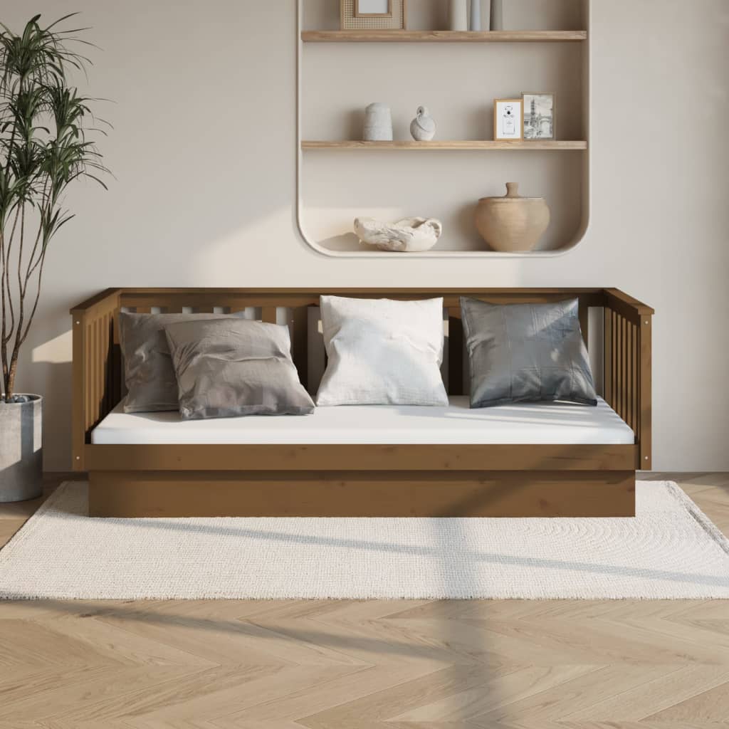daybed 80x200 cm massivt fyrretræ gyldenbrun billede
