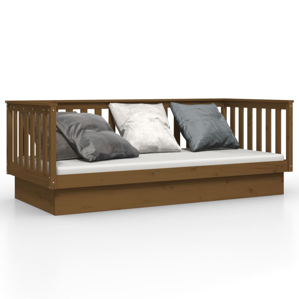 daybed 100x200 cm massivt fyrretræ gyldenbrun