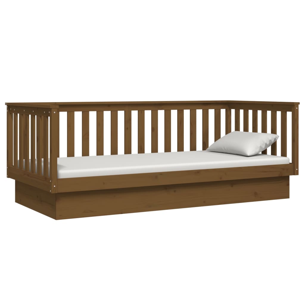 daybed 100x200 cm massivt fyrretræ gyldenbrun