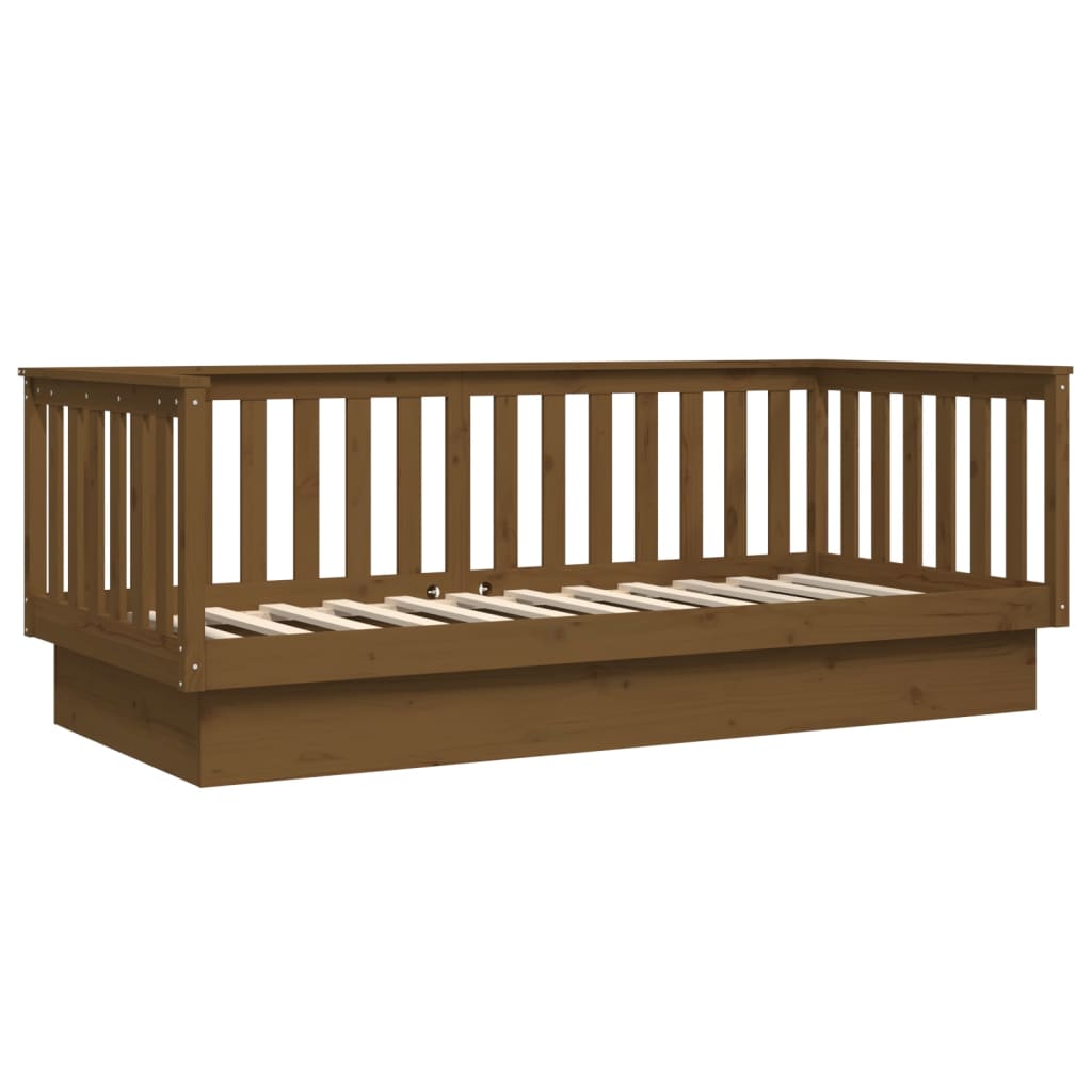 daybed 100x200 cm massivt fyrretræ gyldenbrun