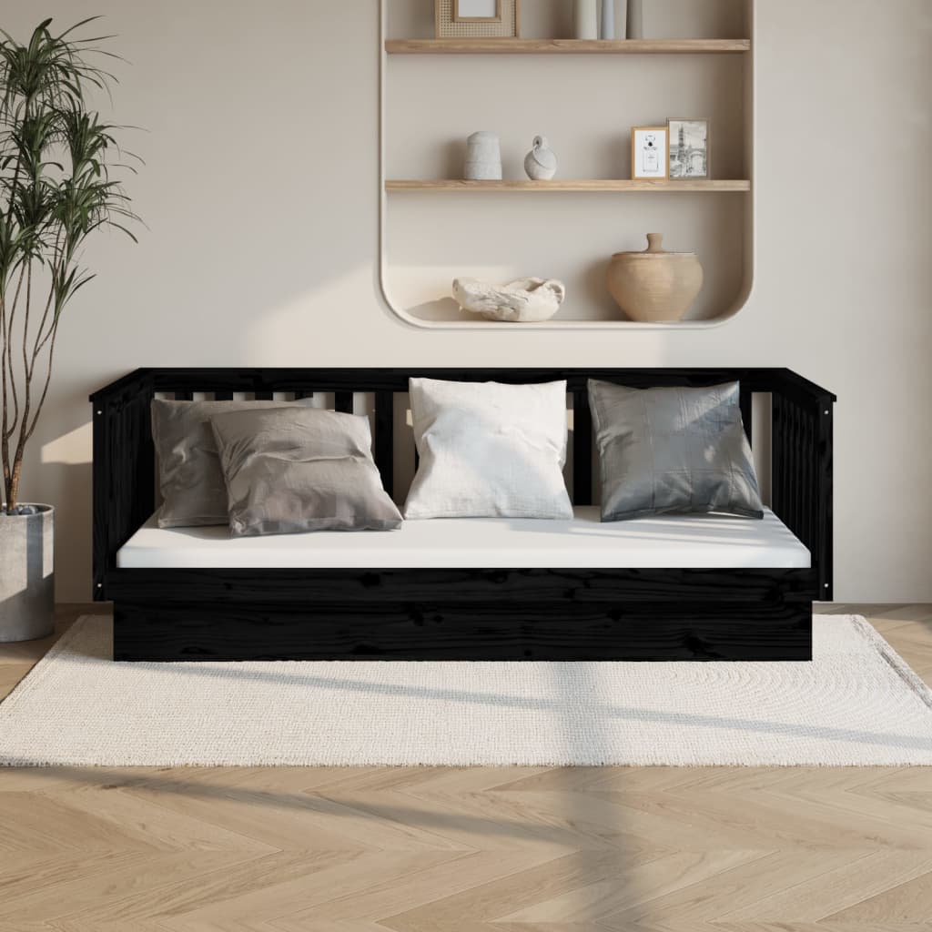 daybed 100x200 cm massivt fyrretræ sort billede