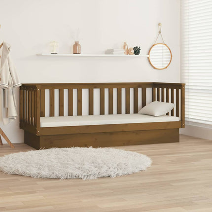 daybed 75x190 cm massivt fyrretræ gyldenbrun