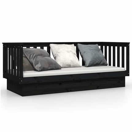daybed 75x190 cm massivt fyrretræ sort