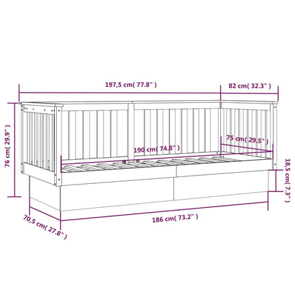 daybed 75x190 cm massivt fyrretræ sort