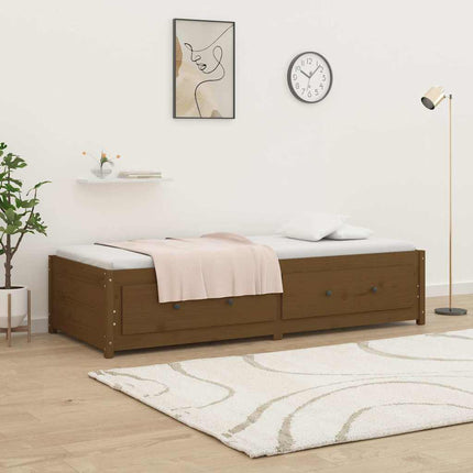 daybed 90x200 cm massivt fyrretræ gyldenbrun