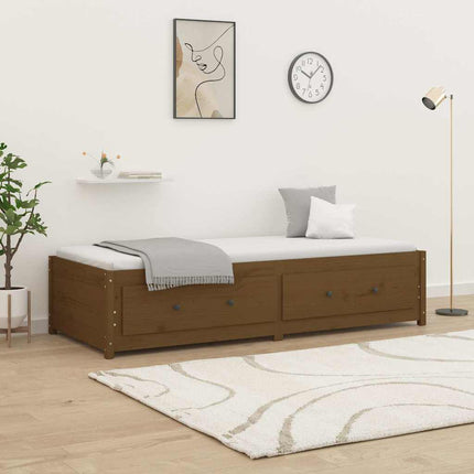 daybed 90x200 cm massivt fyrretræ gyldenbrun