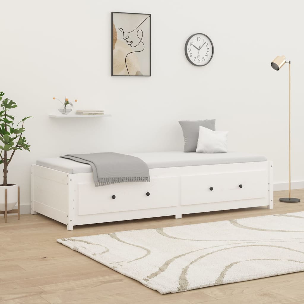daybed 90x190 cm Single massivt fyrretræ hvid billede