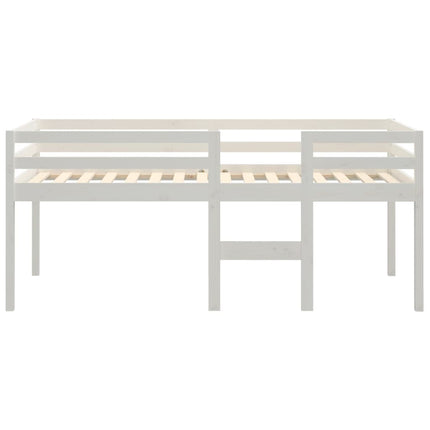 højseng 90x190 cm massivt fyrretræ hvid