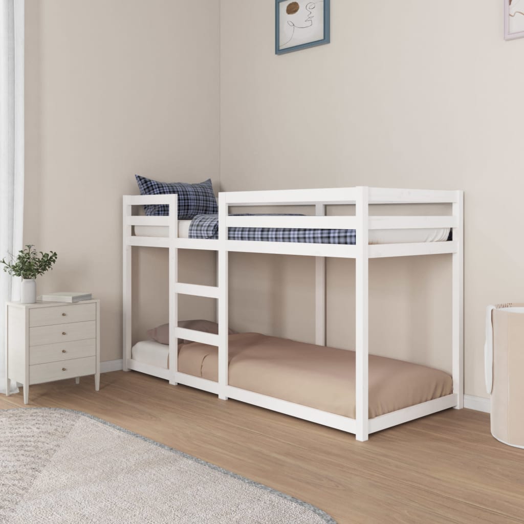 køjeseng 75x190 cm massivt fyrretræ hvid