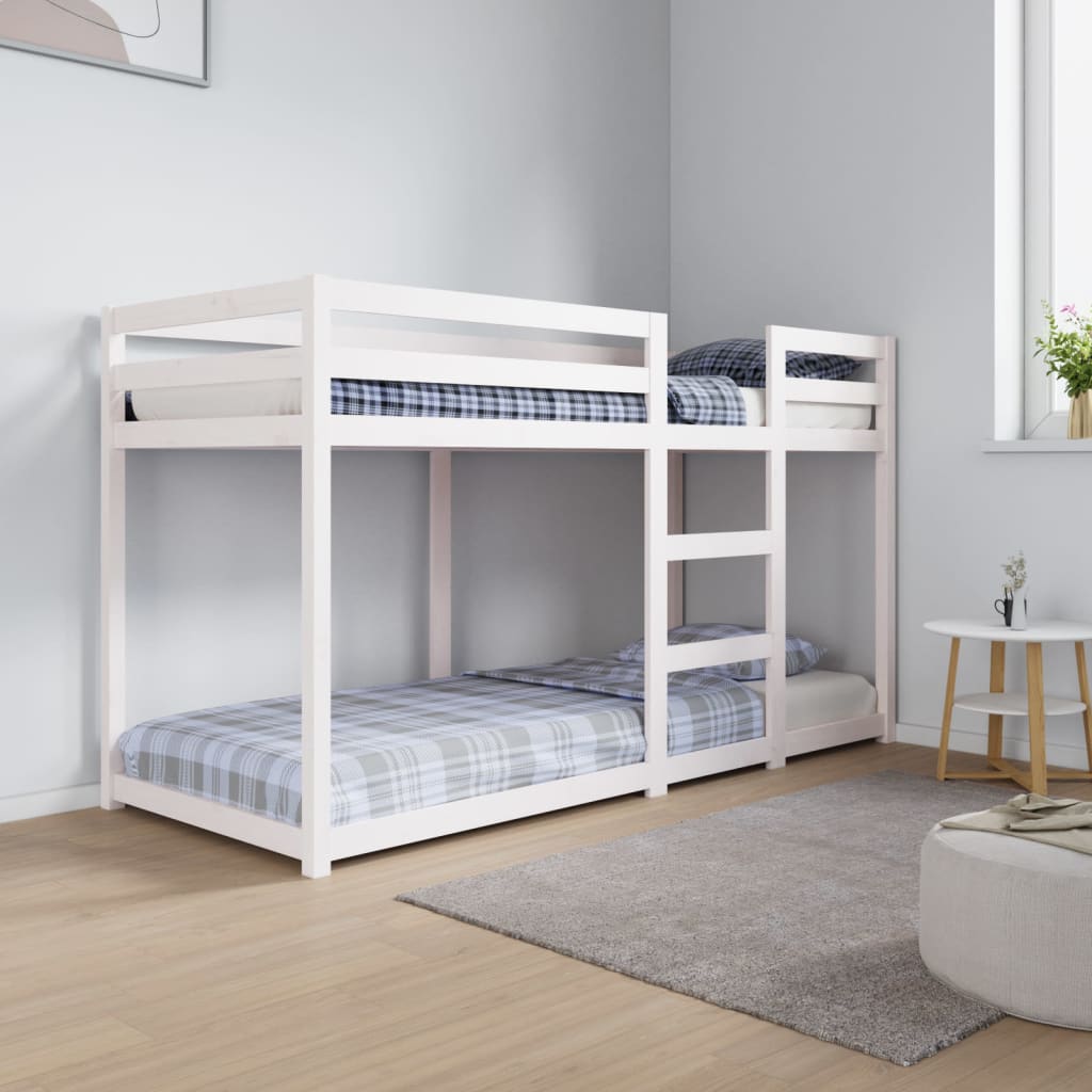 køjeseng 75x190 cm massivt fyrretræ hvid