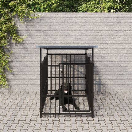 udendørs hundegård med tag 1,88 m² stål