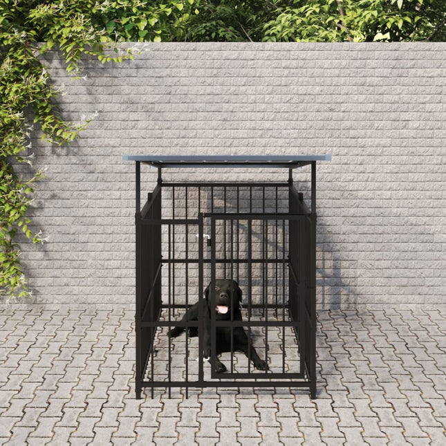 udendørs hundegård med tag 1,88 m² stål