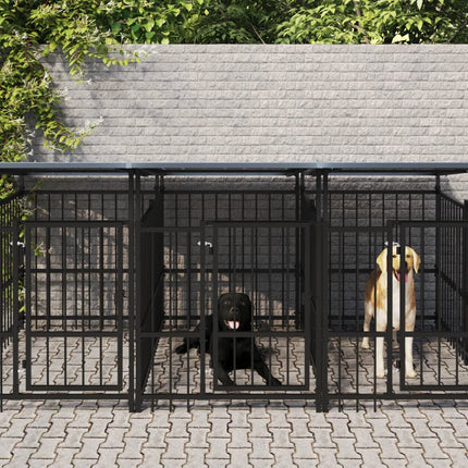 udendørs hundegård med tag 7,51 m² stål