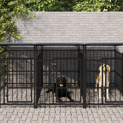 udendørs hundegård med tag 16,89 m² stål